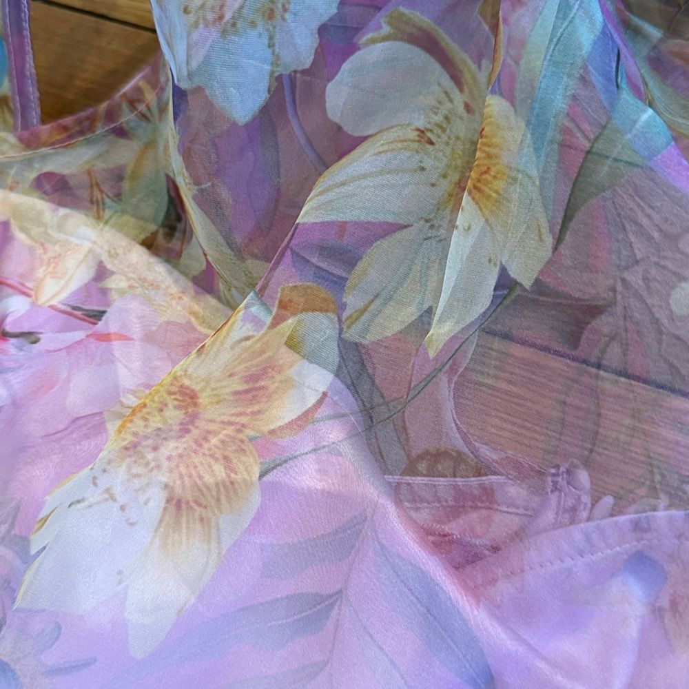 New Amthropologie BHLDN Kendall High-Neck Scarf Floral Organza Maxi Dress Sz Xs - Picture 5 of 8